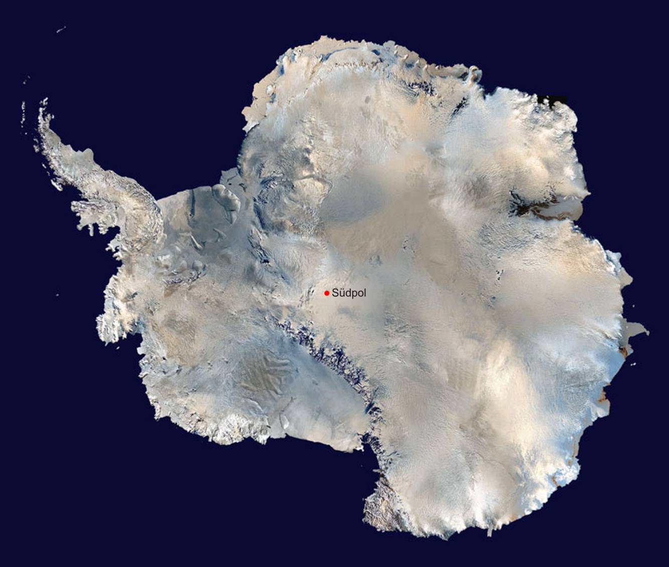Antarktis, von einem Satelliten aufgenommen